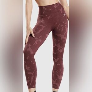 Gymshark Adapt Camo Seamless Leggings - Savanna | Cherry Red Brown